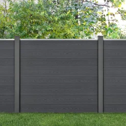 Clôtures de Jardin Brise-Vue avec 4 Poteaux Planches Bois Composite WPC 165x466cm Gris NEU.HOLZ