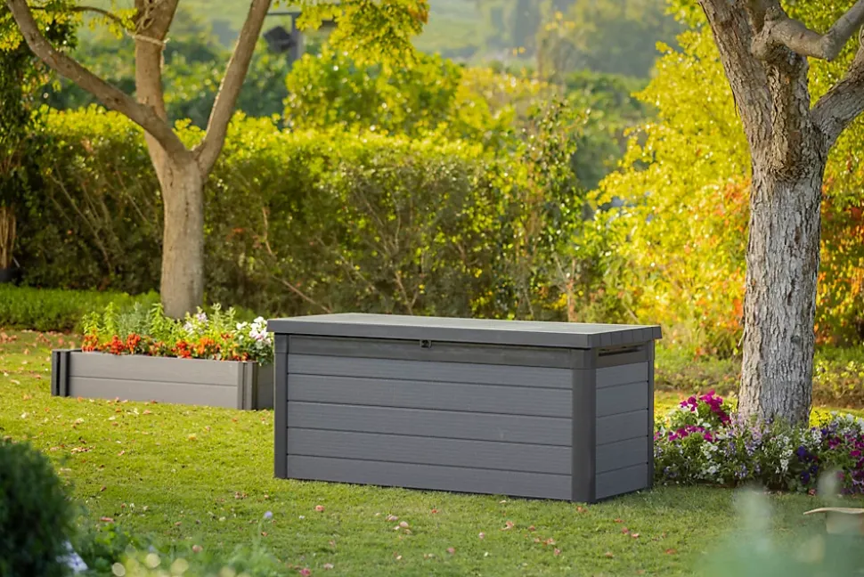 Coffre de jardin cortina en résine coloris gris anthracite - 570L - KETER