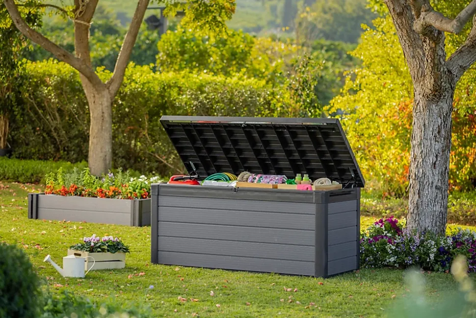 Coffre de jardin cortina en résine coloris gris anthracite - 570L - KETER