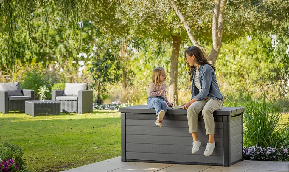 Coffre de jardin cortina en résine coloris gris anthracite - 570L - KETER
