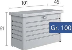Coffre de jardin métal Biohort T100 gris quartz 195L