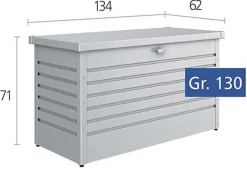 Coffre de jardin métal Biohort T130 gris quartz 460L