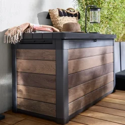 Coffre de jardin WALNUT Signature en résine effet bois - coloris noyer - 380L - KETER