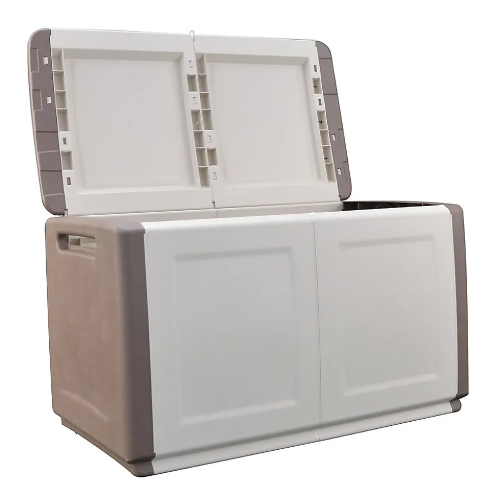 Coffre de Rangement Extérieur 230L Malle de Jardin Beige/Taupe 96 x 53 x H57cm Poignées de transport INTEC
