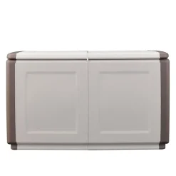 Coffre de Rangement Extérieur 230L Malle de Jardin Beige/Taupe 96 x 53 x H57cm Poignées de transport INTEC