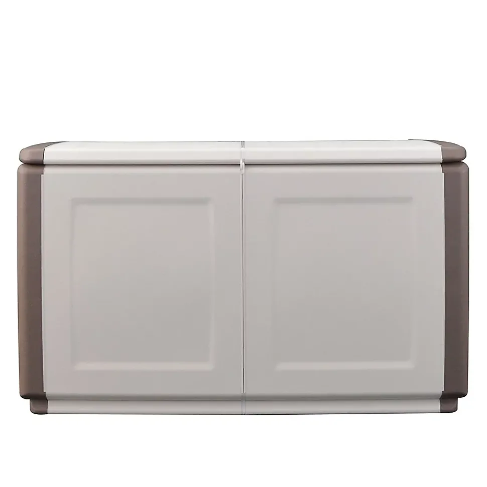 Coffre de Rangement Extérieur 230L Malle de Jardin Beige/Taupe 96 x 53 x H57cm Poignées de transport INTEC