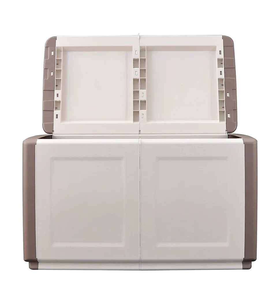 Coffre de Rangement Extérieur 230L Malle de Jardin Beige/Taupe 96 x 53 x H57cm Poignées de transport INTEC