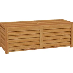Coffre de rangement extérieur 176L - dim. 130L x 50l x 45H cm - poignée - bois marron