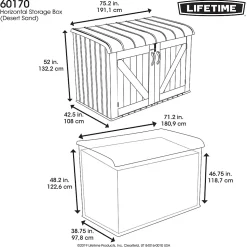 Coffre de rangement extérieur Lifetime en résine l.191,1 x H.132,2 x P.108 cm 2124L beige