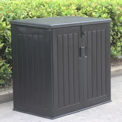 Coffre de Rangement Jardin en Resine Gardiun Soften 775 L Fermeture Amortisseur a Gaz 116x71x109/112,5 cm Noir