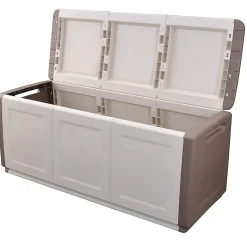 Coffre de rangement 330L Beige/Taupe 138 x 53 x H57cm Poignées de transport polypropylène INTEC