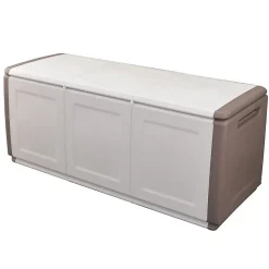 Coffre de rangement 330L Beige/Taupe 138 x 53 x H57cm Poignées de transport polypropylène INTEC
