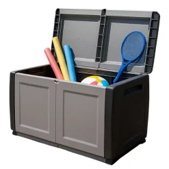 Coffre de rangement 230L Coffre de Jardin Gris/Noir 96 x 53 x H57cm Poignées de transport polypropylène INTEC