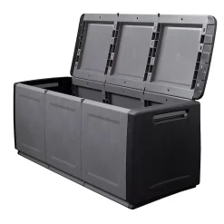Coffre de rangement 330L Gris/Noir 138 x 53 x H57cm Poignées de transport polypropylène INTEC