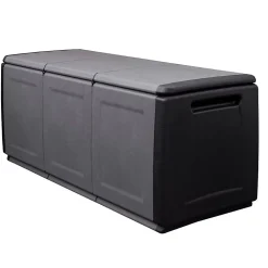 Coffre de rangement 330L Gris/Noir 138 x 53 x H57cm Poignées de transport polypropylène INTEC