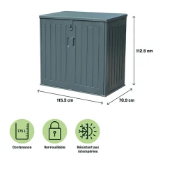 Coffre de rangement résine Catria gris granit 775L