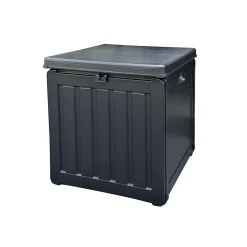 Coffre en Resine Exterieur Gardiun Soften Small 42,8x42,8x46,4 cm 76L, Sangle de Fixation pour Couvercle et Poignees Laterales