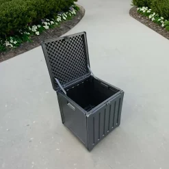 Coffre en Resine Exterieur Gardiun Soften Small 42,8x42,8x46,4 cm 76L, Sangle de Fixation pour Couvercle et Poignees Laterales
