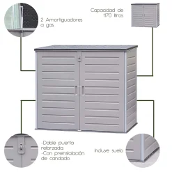 Coffre en Resine Gardiun Soften II 1.170 L 140x82x123 cm avec Amortisseurs Rangement Filtre a Sable et Pompe Montage Facile