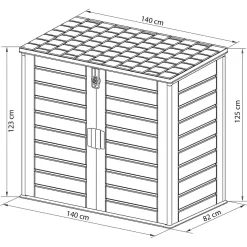 Coffre en Resine Gardiun Soften II 1.170 L 140x82x123 cm avec Amortisseurs Rangement Filtre a Sable et Pompe Montage Facile