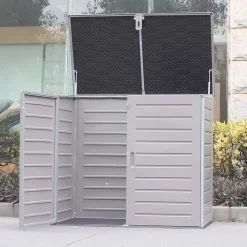 Coffre en Resine Gardiun Soften II 1.170 L 140x82x123 cm avec Amortisseurs Rangement Filtre a Sable et Pompe Montage Facile