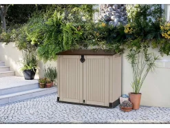 Coffre jardin en résine "Caracas" 880L 132 x 71.5 x 113.5 cm Beige