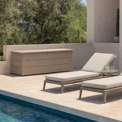 Coffre XXL métallique de terrasse et jardin 800L taupe avec vérins hydraulique