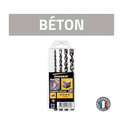 Coffret 4 forets béton DIAGER SDS-plus Twister Plus 6-8-10-12 mm 160 mm