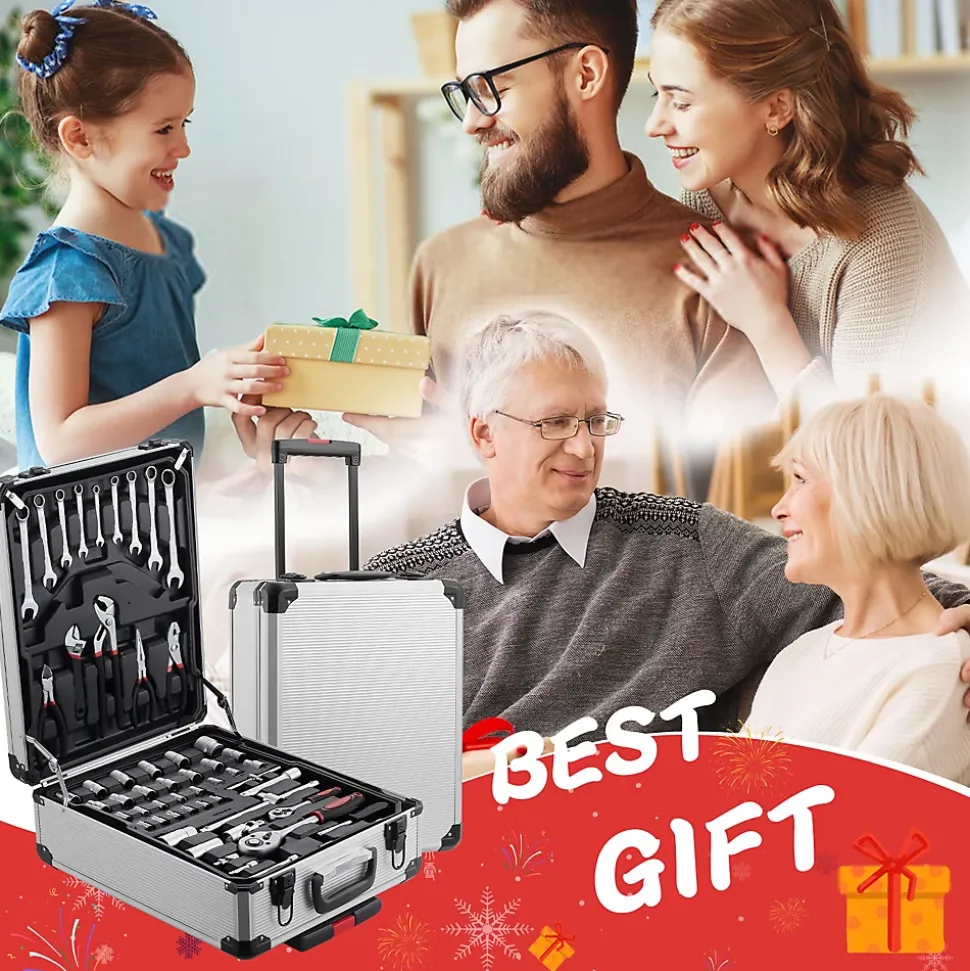 Coffret à Outils 1000 Pièces Professionnel - Valise Roulante Aluminium avec Poignée Télescopique et Outils Chrome Vanadium pour