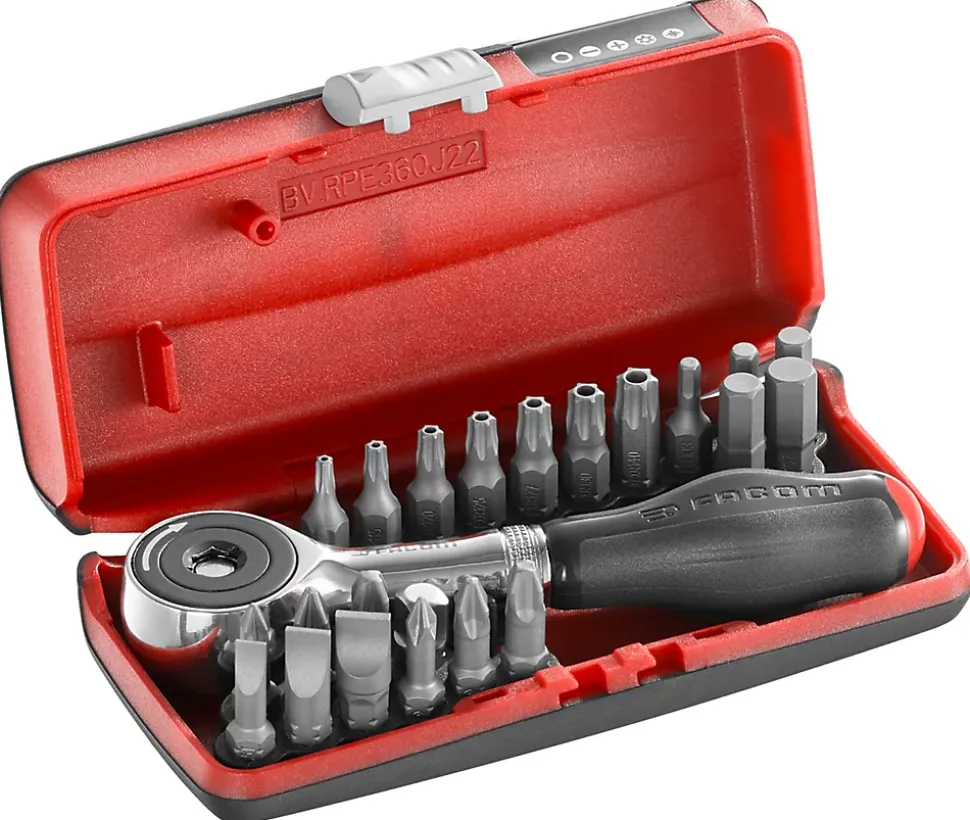Coffret porte-embout à cliquet 1/4" + 22 pièces Facom R.PE360