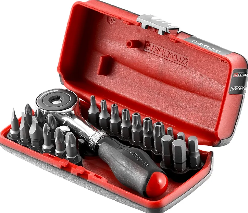 Coffret porte-embout à cliquet 1/4" + 22 pièces Facom R.PE360