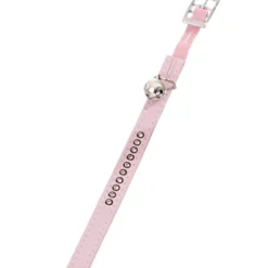 Collier 30 cm par 11 mm, rose clair avec strass et clochette pour chat