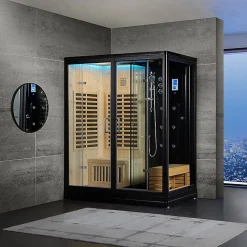 Combi Sauna Infrarouge Douche Hammam Boreal IR-H 180G BLACK - gauche
