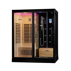 Combi Sauna Infrarouge Douche Hammam Boreal IR-H 180G BLACK - gauche