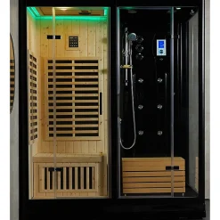 Combi Sauna Infrarouge Douche Hammam Boreal IR-H 180G BLACK - gauche