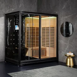 Combi Sauna Infrarouge Douche Hammam Boreal IR-H 220D BLACK - droite