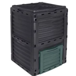 Composteur, bac, poubelle à compost de jardin - 300 L - Noir et Vert - Linxor