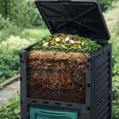 Composteur de jardin 300 L - 83 x 61 x 61 cm en plastique, Polypropylène