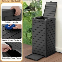 Composteur 118L Poubelle Extérieur avec Couvercle Rabattable et Bac égouttement Extractible pour Terrasse Cour Arrière Noir