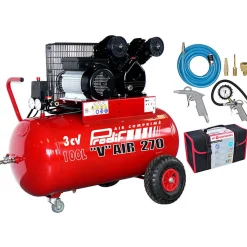 Compresseur à courroie 100L 3CV VC3051003M PRODIF + Kit 6 accessoires raccords rapides PRODIF