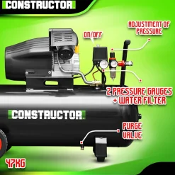 Compresseur à huile 100L bicylindre - 8 bars - 2.2Kw - Constructor