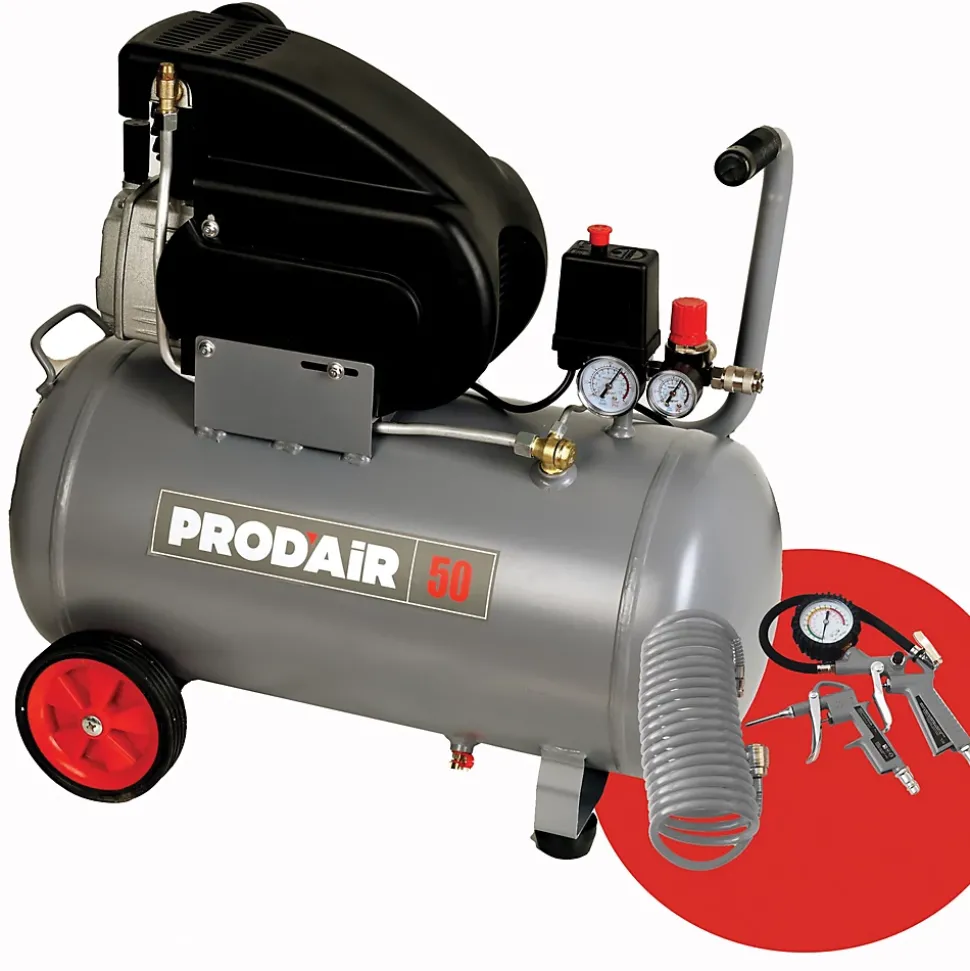 Compresseur 50 Litres 2CV lubrifié PRODAIR avec accessoires