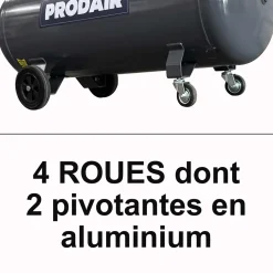 Compresseur 200 Litres lubrifié 4 CV 10 Bars Courroie - Sur roues