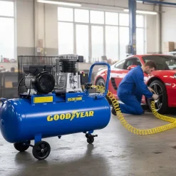 Compresseur d'air 10 bars Réservoir 100L à Courroie 3CV 2250W Débit air 350L/min GOODYEAR