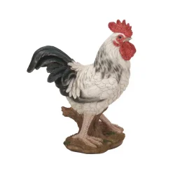 Coq blanc en résine 30 cm - Blanc