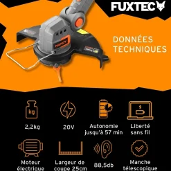 Coupe bordure batterie - FUXTEC FX-E1RT20 - 20V Set batterie 2Ah et chargeur 2A
