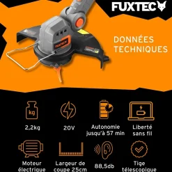 Coupe bordure batterie - FUXTEC FX-E1RT20 - 20V - Sans batterie ni chargeur