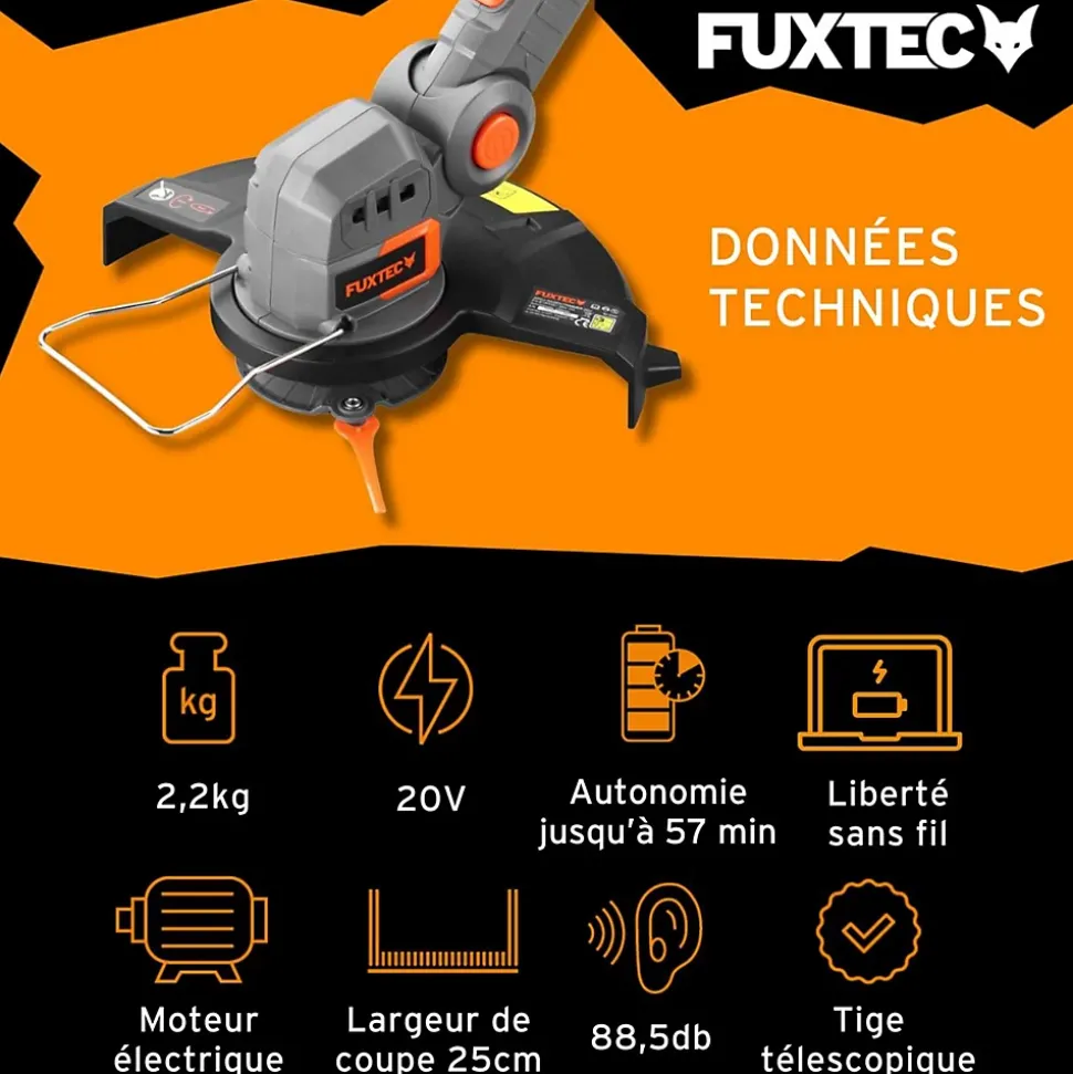 Coupe bordure batterie - FUXTEC FX-E1RT20 - 20V - Sans batterie ni chargeur