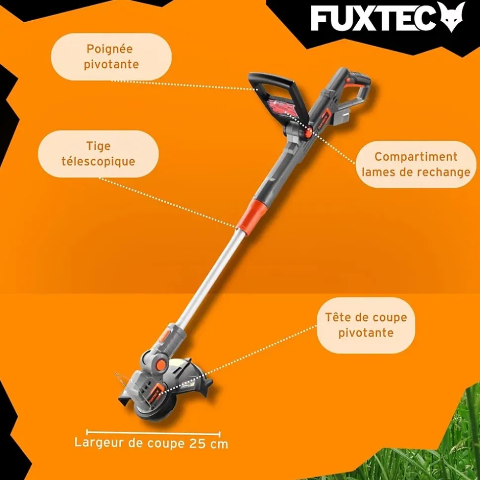 Coupe bordure batterie - FUXTEC FX-E1RT20 - 20V - Sans batterie ni chargeur