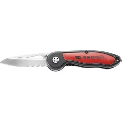 Couteau pliant FACOM 840.F manche bi-matière, lame inox 77 mm, cran d'arrêt, étui nylon